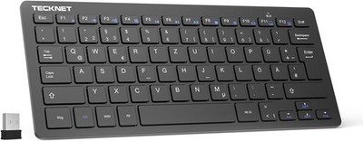 TECKNET Slim Kabellose Tastatur, Deutsches Layout, 78 Tasten Mini Wireless