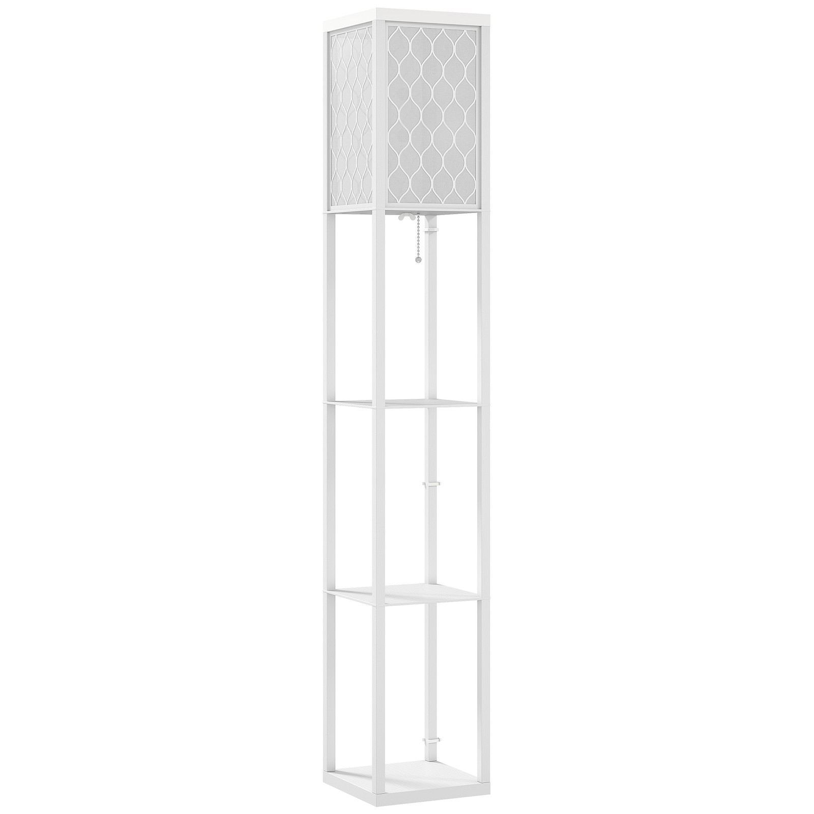 Lampada da Terra 2 in 1 Moderna con 3 Ripiani, Attacco E27, 26 x 160 cm, Bianco