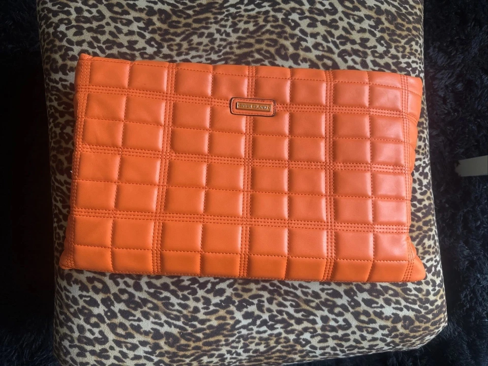 BNWOT Neon Orange River Island Oversized Clutch Quilted Bag - Image 2 of 4
