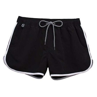 Women's Beach Shorts Quick Dry with Pockets- Summer Swimmwear Shorts Large Black