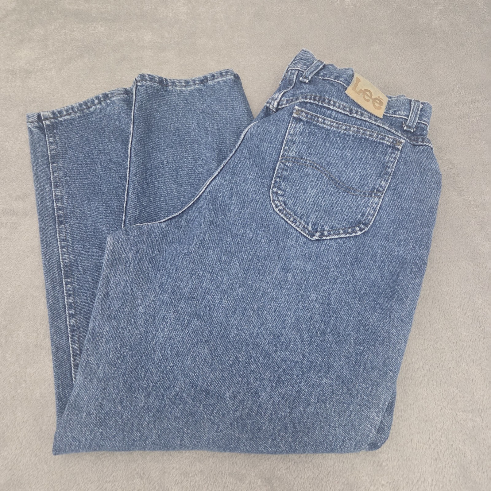Vintage Lee Womens High Rise Tapered Mom Jeans Blue Denim USA Cotton Tag 16M