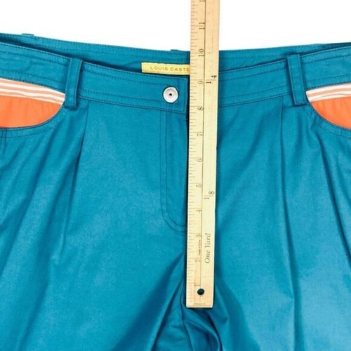 Louis Castel Cropped Golf Pants Womens 12 Teal Blue Striped Trim Outdoor Capri - 第 6/14 張圖片
