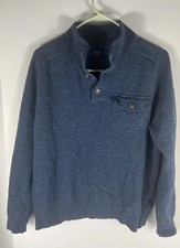 J. Crew Pullover 1/4 Button Up Sweater Men  s Size Large Navy Lambswool