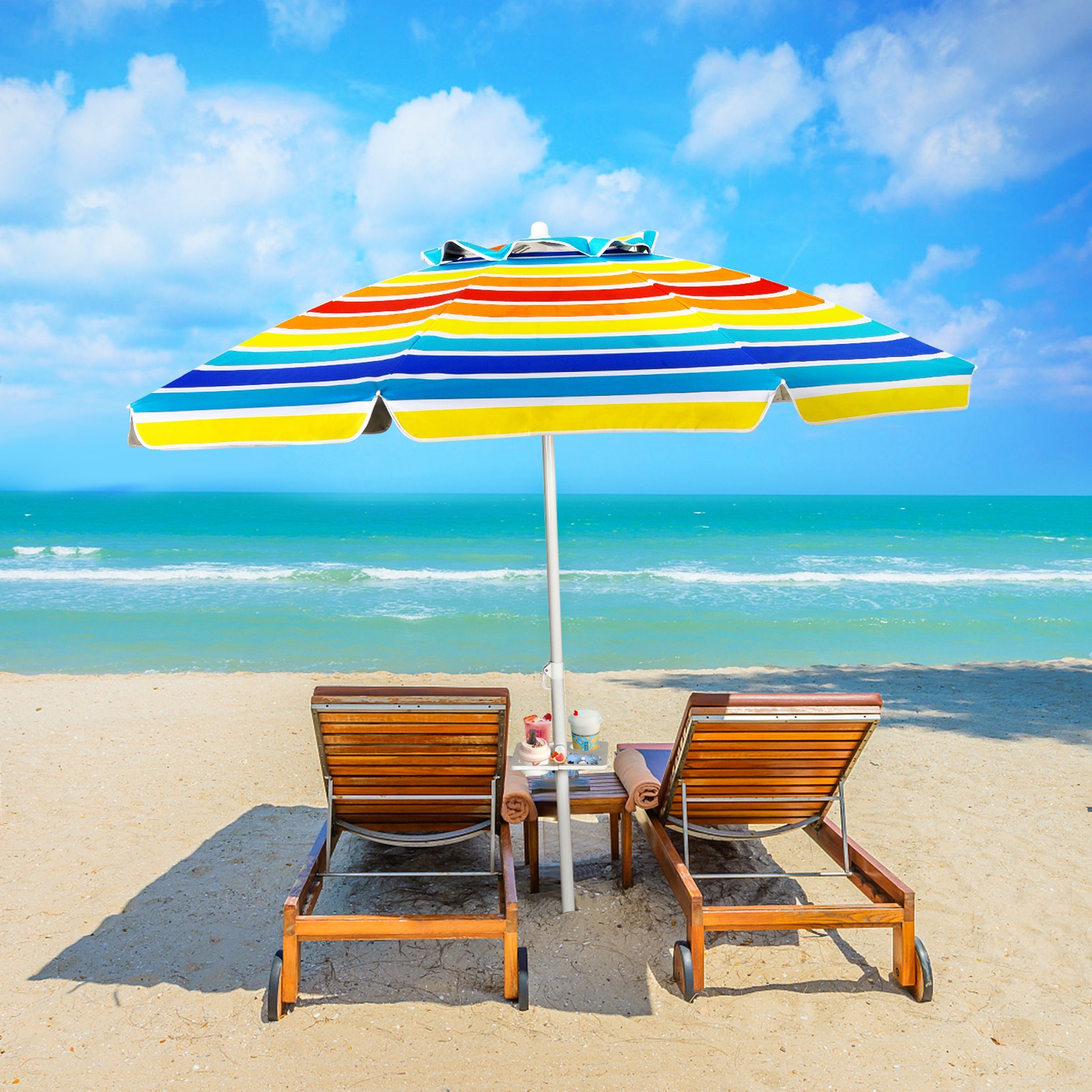 7.2ft Beach Umbrella Outdoor Patio Garden w/ Carrying Bag Sa