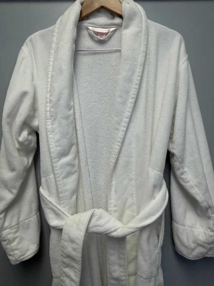 Victoria's Secret белый махровая ткань халат для ванны спа отель стиль XS/маленький Y2K - Изображение 3 из 4