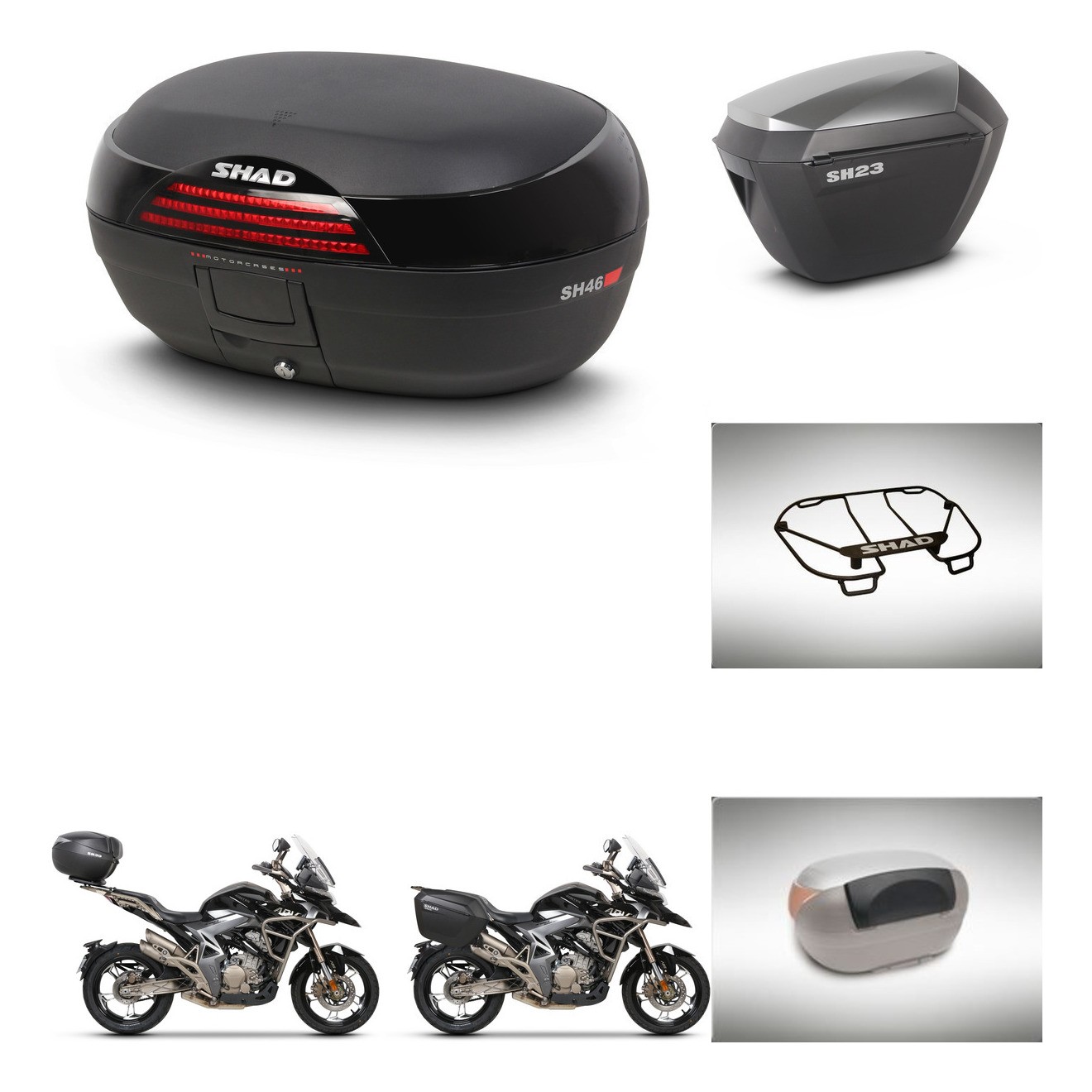 7134-Alukoffer SH23 + Halterung + Kofferraum SH46 + Kompatibel Mit Zontes X350-image