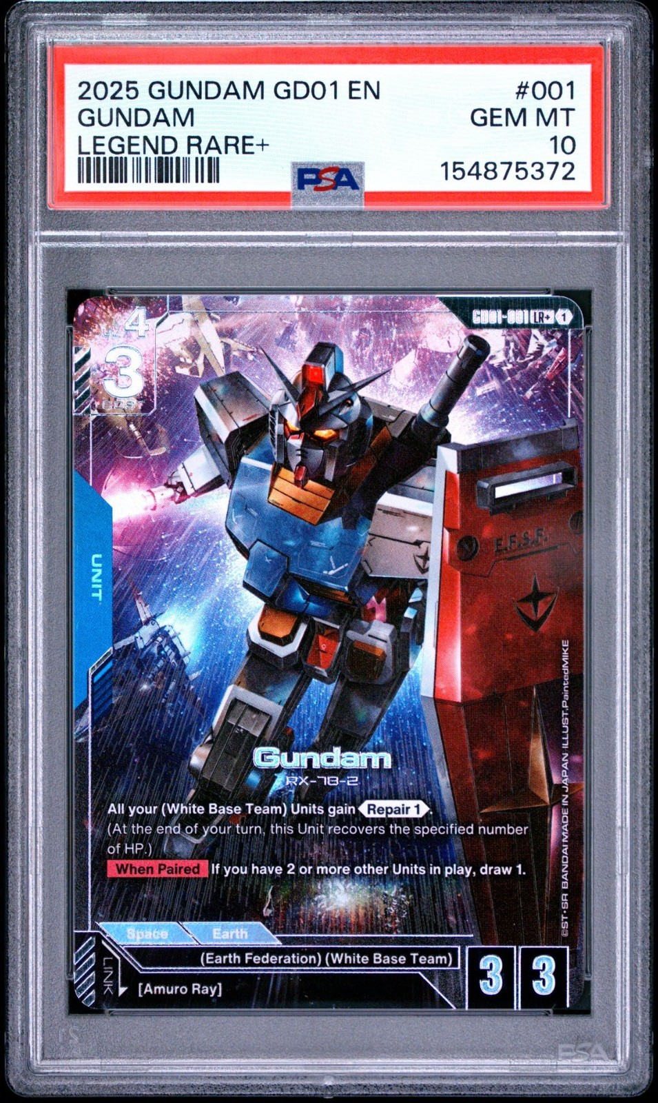 2025 Gundam GD01 EN Gundam Legend Rare + #001 PSA 10 GEM MINT