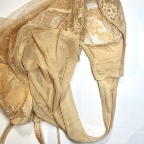 La Perla Sheer Lace Teddy Mesh Lingerie Bodysuit Bustier Nude Peach Italy 34 2 S
