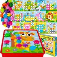 MalPlay Knopf Puzzle Mosaik Steckspiel Montessori Pilze Mosaik Giraffe Ab 3Jahre