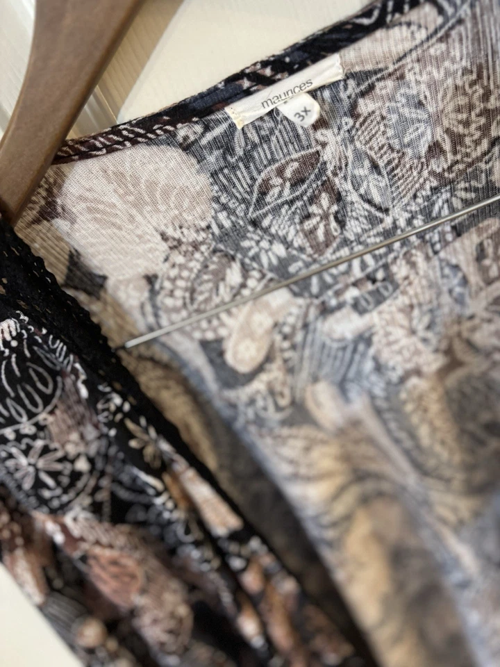 Cardigã Maurice’s Feminino Plus Size 3X Kimono Espanador Algodão Floral Boho - Imagem 3 de 4