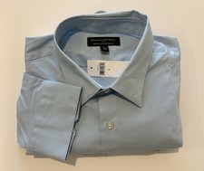 NWT Banana Republic Men  s Blue Dress Shirt Size L 16/34 To 16.5/35 Tailored Slim