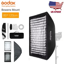 US Godox Softbox 80*120cm Rectangular Honeycomb Grid Studio Softbox Bowens Mount
