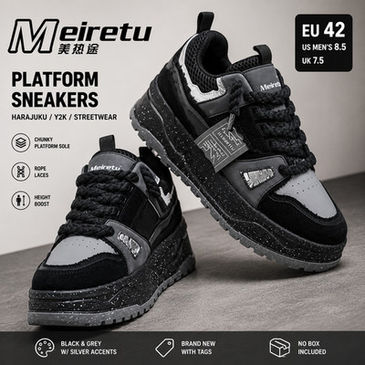 Meiretu Harajuku Y2K Platform Sneakers Mens EU 42 US 8.5 Chunky Streetwear NEW