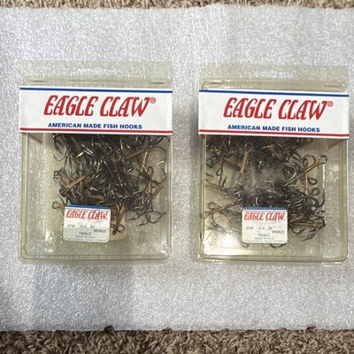 Eagle Claw 374F 4/0 Bronze Treble Hooks 100 Pack (2x50) Musky Big Game Fishing