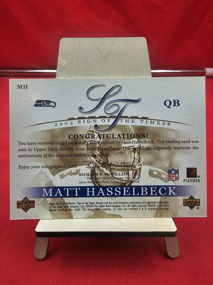 2003 SP Authentic Matt Hasselbeck Sign of the Times Auto 25/25 Seahawks EX SOT - Image 2 of 4