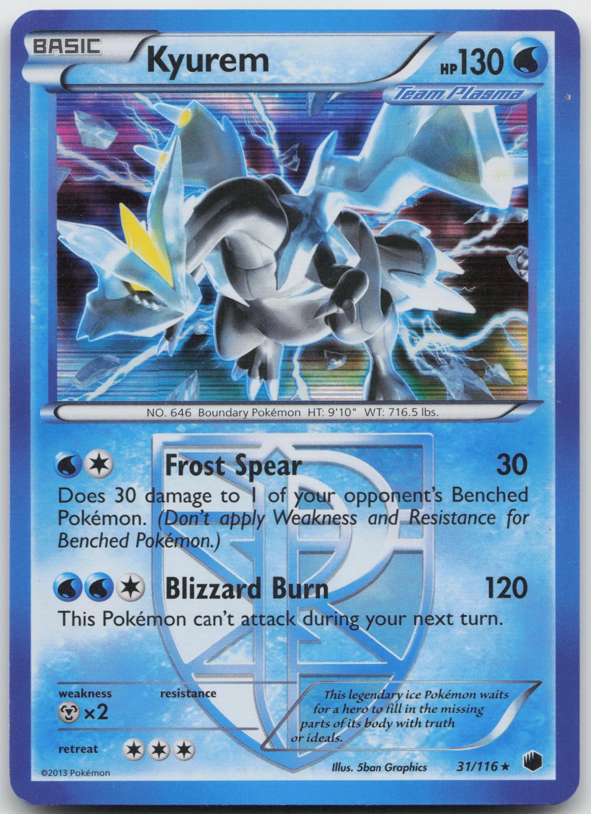 Kyurem (Team Plasma) Holo Rare Plasma Freeze 31/116 LP