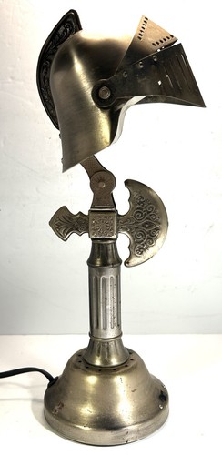 VTG MCM 14” Tilso Japan Armor Knight Medieval Metal Desk Lamp 50’s 60’s • Tested