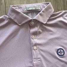Holderness Bourne Polo Shirt Men's Large Pink The Blackwell Amaretto AOP