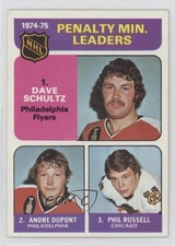 1975-76 Topps League Leaders Dave Schultz Andre Dupont Phil Russell #211 0nr3