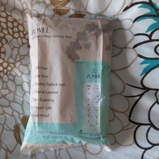 Zomee 120 Count Double Zip Breast Milk Storage Bags 8oz 240mL Freezer Safe.