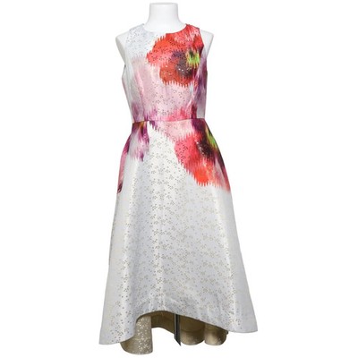 Ted Baker, Kleid, Größe: S, Weiß/Mehrfarbig, Elasthan/Metallfaser/Polyester #PXS