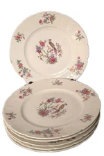 6-Lot: GDA Charles Field Haviland Limoges DINNER Plates Dish Birds Paradise 10"