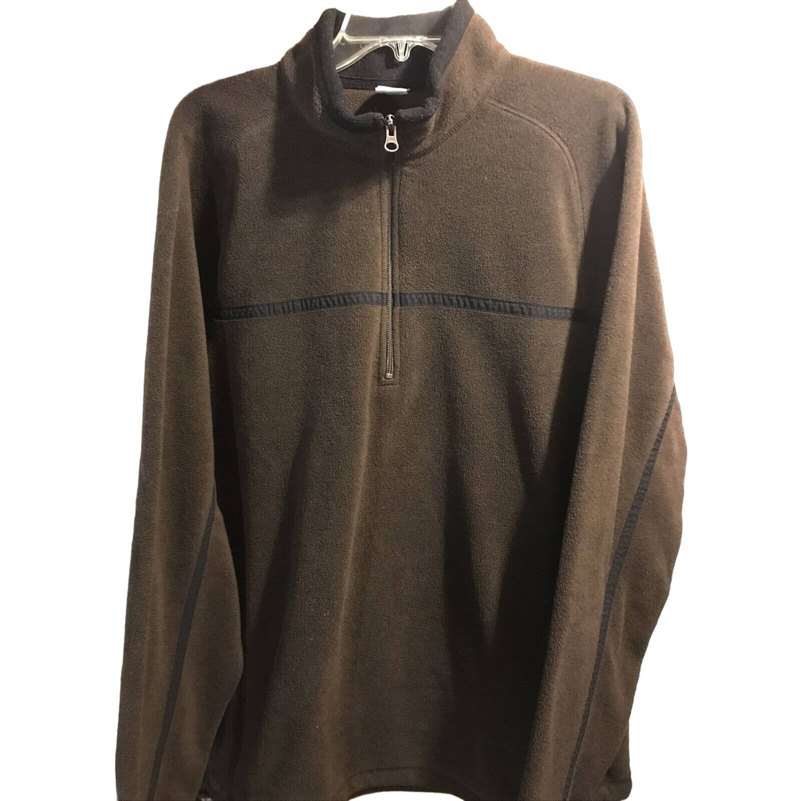 Men’s Old Navy Fleece 1/4 Zip Pullover Brown Jacket Adjustable Hem Size XXL
