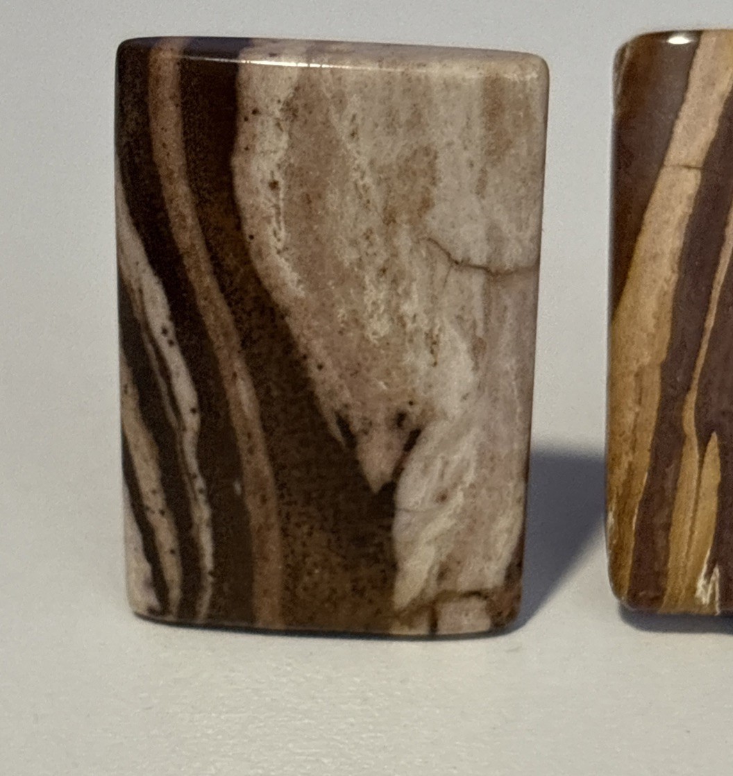 Jasper Stone Large Rectangular Clip Earrings Brow… - image 4