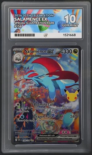 ACE Grading 10 Pokémon TCG Salamence ex 156/128 30th Celebration SIR Holo