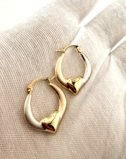 14 K Tri Color Reversible Hoop Earrings with Heart