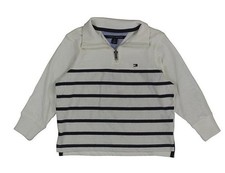 Tommy Hilfiger Boys Quarter Zip Striped Pullover Sweater in Essx Ivory Size XL