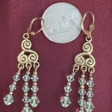 Gold Tone Scroll Chandelier Dangle Leverback ...