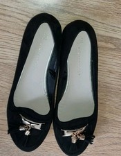 Women's Nice Atmosphere Black Leather Flat Shoes Uk Size 4 EU 37 .