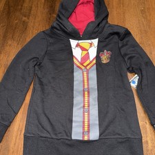 Harry Potter Griffindor Hooded Pullover Sweatshirt Kids Size S 6/6X - Black