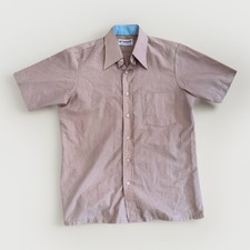 1970's McGregor Multiple Choice Mauve Tan Short Sleeve CollarButton Down Size M