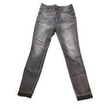 Judy Blue High Waist Ankle Skinny Jeans Gray Wash Frayed Hem Distressed Denim