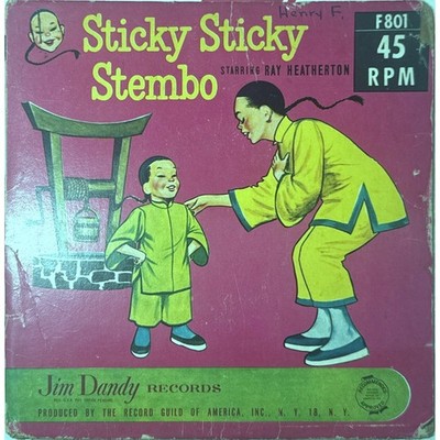 RARE Sticky Sticky Stembo Jim Dandy Records Ray Heatherton Vintage 45 RPM Record