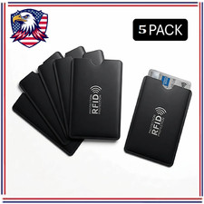 RFID Blocking Sleeve for Credit ID Card - Aluminum NFC Protector Holder 5 Pack
