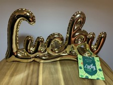 Gold "Lucky" Free Standing Tabletop Sign St Patrick's Day Decor
