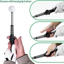 Retractable Golf Swing Aid w/Rhythm Click Sound Golf Grip Trainer Speed Training