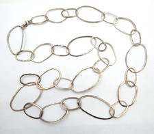 SILPADA Sterling Silver Large Boho Hammered Link Bubble Up Necklace 38.5 Long