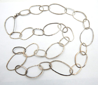 SILPADA Sterling Silver Large Boho Hammered Link Bubble Up Necklace 38.5  Long