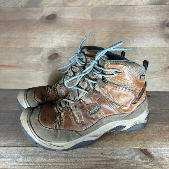 keen circadia mid linea donna taglia 8 scarpe stivali da trekking impermeabili in pelle marrone
