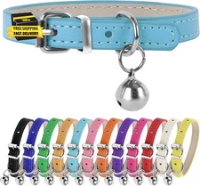 XXS Teacup Dog Collar - Light Blue & Pink, 3/8 Inch Width for Small Dogs & Cats 