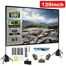120" PROJECTOR SCREEN STAND TRIPOD PORTABLE MOVIE HOME OUTDOOR WINDPROOF 16:9 4K