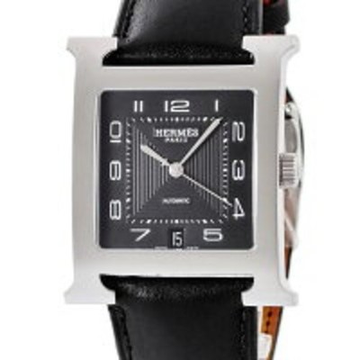 HERMES Heure H TGM HH2.810 Automatic Black Dial Date Men's Watch Excellent