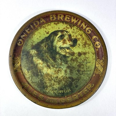 Antique 1904 Oneida Brewing Co Roderick Dog Utica NY Beer Tray Pre Prohibition