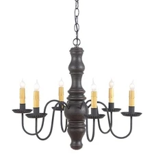 Irvin's 6 Arm Gettysburg Wooden Chandelier - Country Primitive Lighting - New!