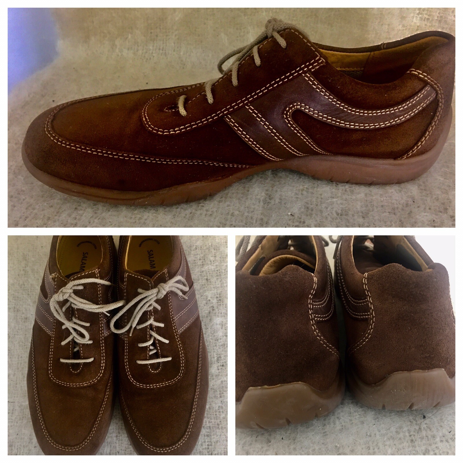 SAOLA Scarpe da passeggio Salamander uomo taglia 9 stringate marrone scamosciato suola runner con tacco driver