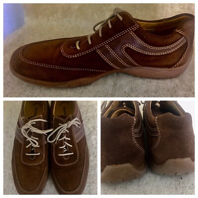 Salamander Mens Sz 9 Lace-up Walking Shoes Brown Suede Runner Sole W/driver heel